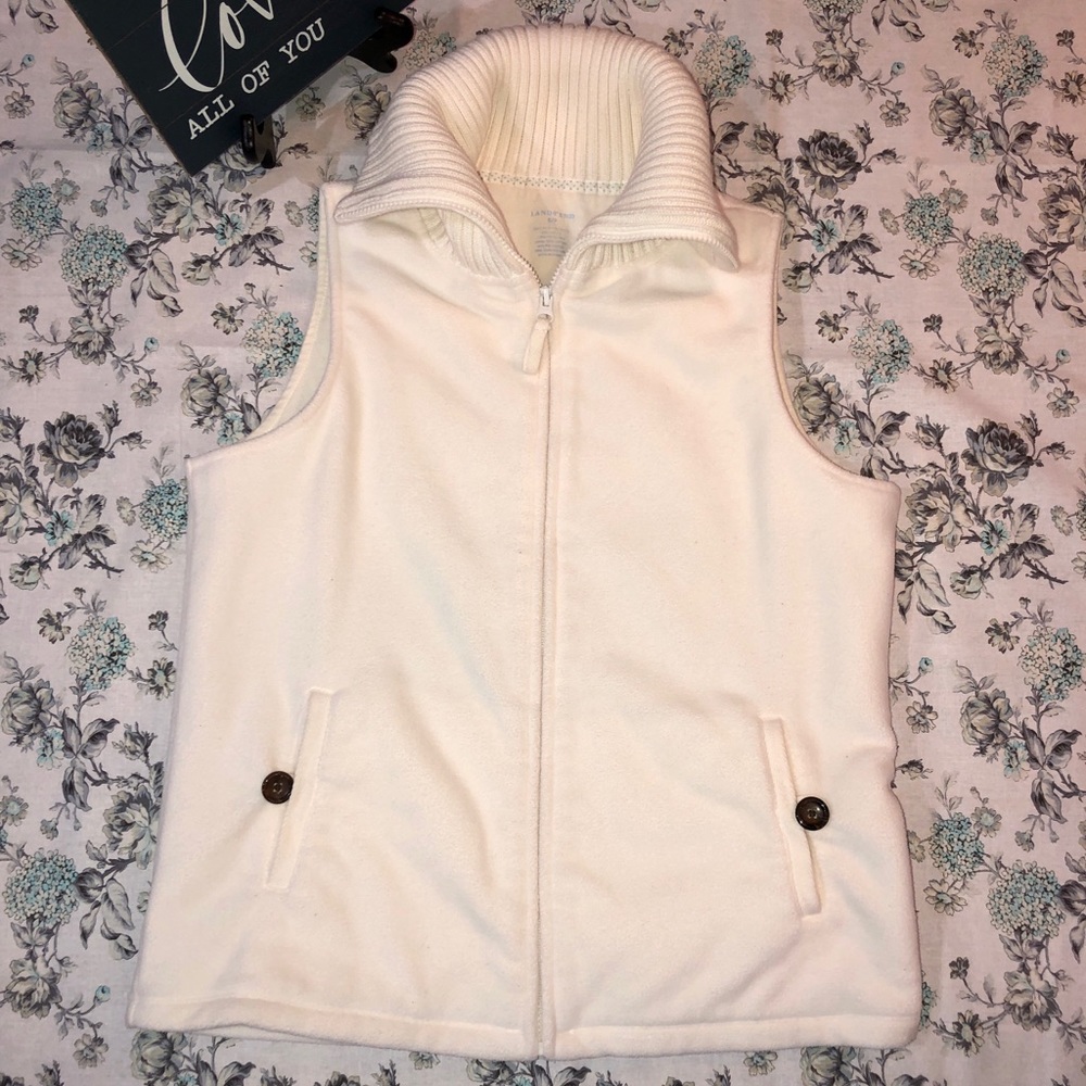 Lands End Ivory Fleece Vest